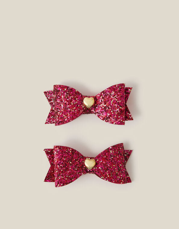 2-Pack Glitter Bow Hair Clips, , large