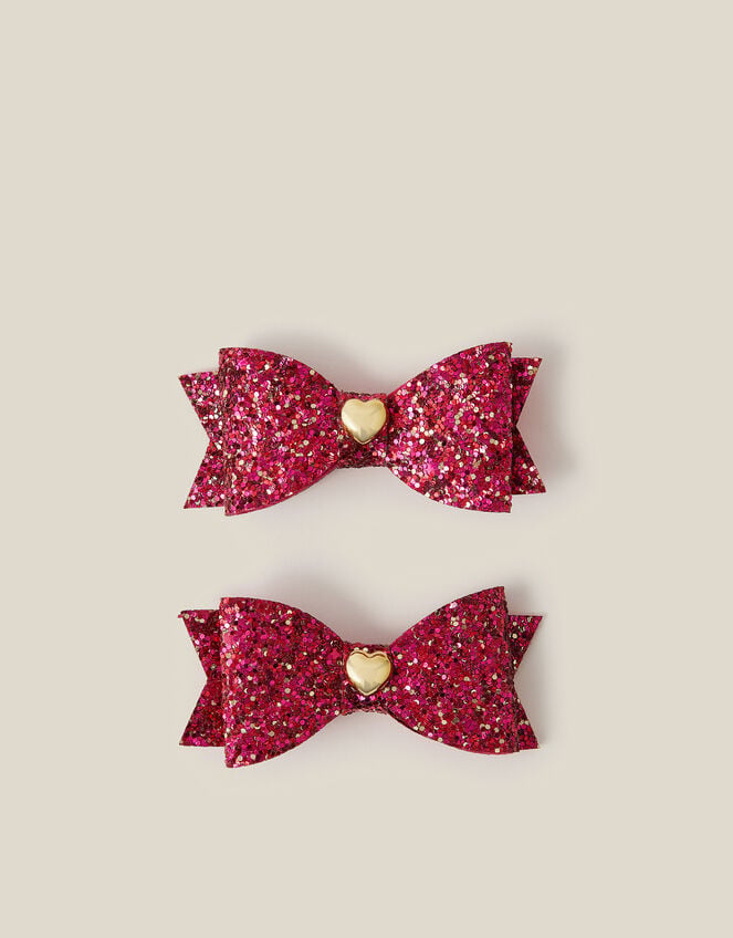 2-Pack Glitter Bow Hair Clips, , large
