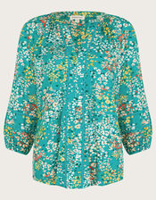 Micola Floral Jersey Top, Teal (TEAL), large