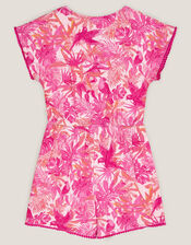 Birds Of Paradise Short Sleeve Playsuit, Pink (PINK), large