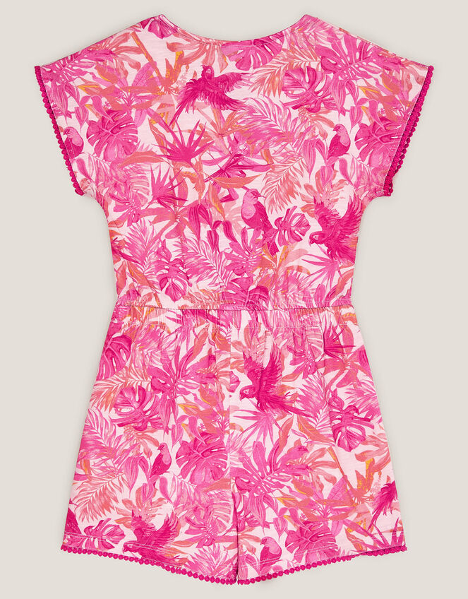 Birds Of Paradise Short Sleeve Playsuit, Pink (PINK), large