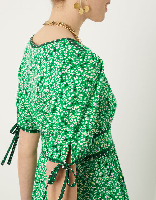 Ditsy Print Midi Dress with LENZING™ ECOVERO™, Green (GREEN), large