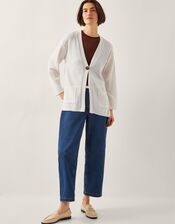 Clo Knit Single-Button Cardigan, Ivory (IVORY), large