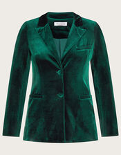 Verity Velvet Single Breasted Jacket, Green (GREEN), large