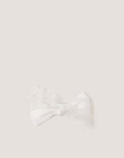 Appliqu&eacute; Bow Hair Clip, Ivory (IVORY), large