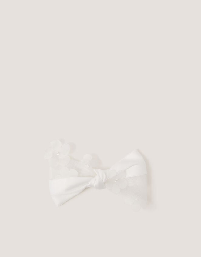 Appliqu&eacute; Bow Hair Clip, Ivory (IVORY), large