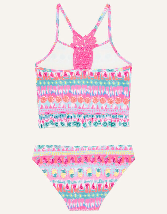 Fruit Print Stripe Tankini with Recycled Polyester, Blue (BLUE), large