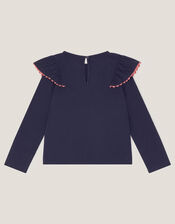 Christmas Sequin Bear Top, Blue (NAVY), large