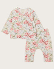 Newborn Floral Quilted Set, Brown (TAUPE), large