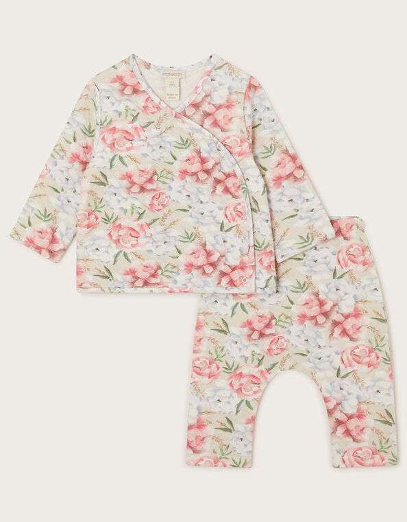 Newborn Floral Quilted Set, Brown (TAUPE), large