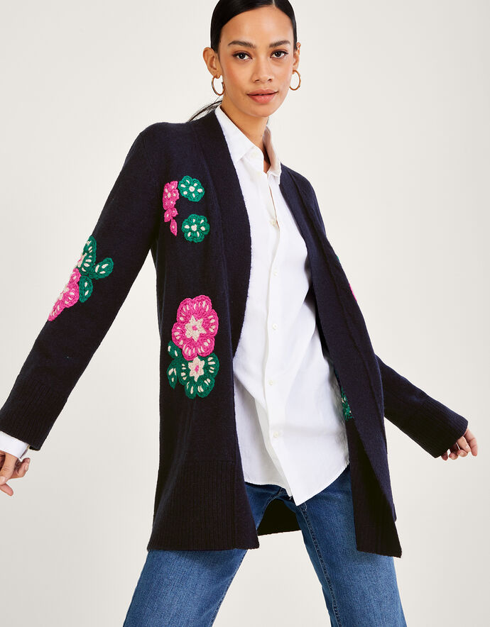 Loose Short Embroidered Cardigan