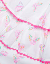 Baby Tiered Butterfly Print Playsuit , White (WHITE), large
