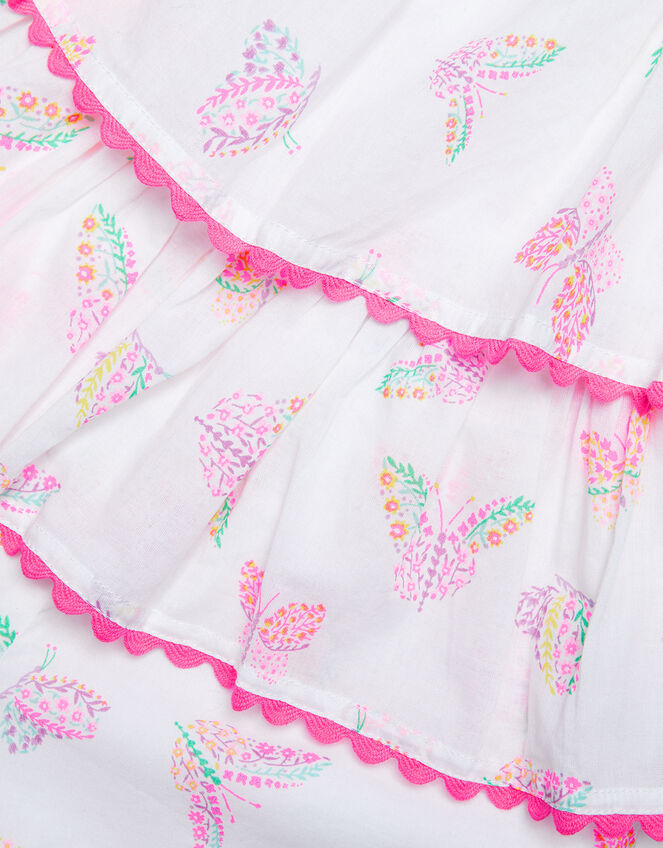 Baby Tiered Butterfly Print Playsuit , White (WHITE), large