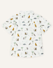 Wild Animal Print Shirt, White (WHITE), large