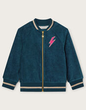 Stardust Velour Bomber Jacket, Teal (TEAL), large