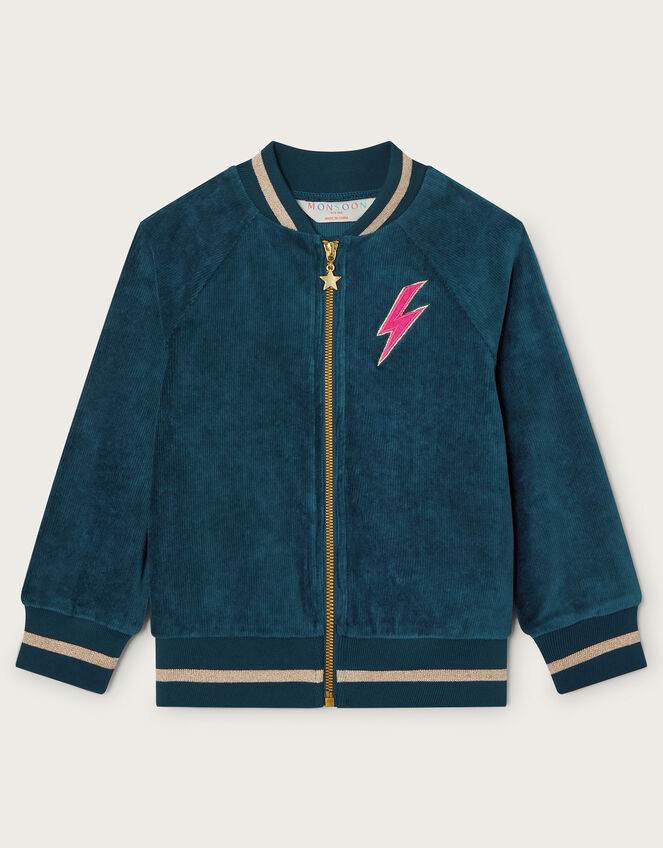 Stardust Velour Bomber Jacket, Teal (TEAL), large