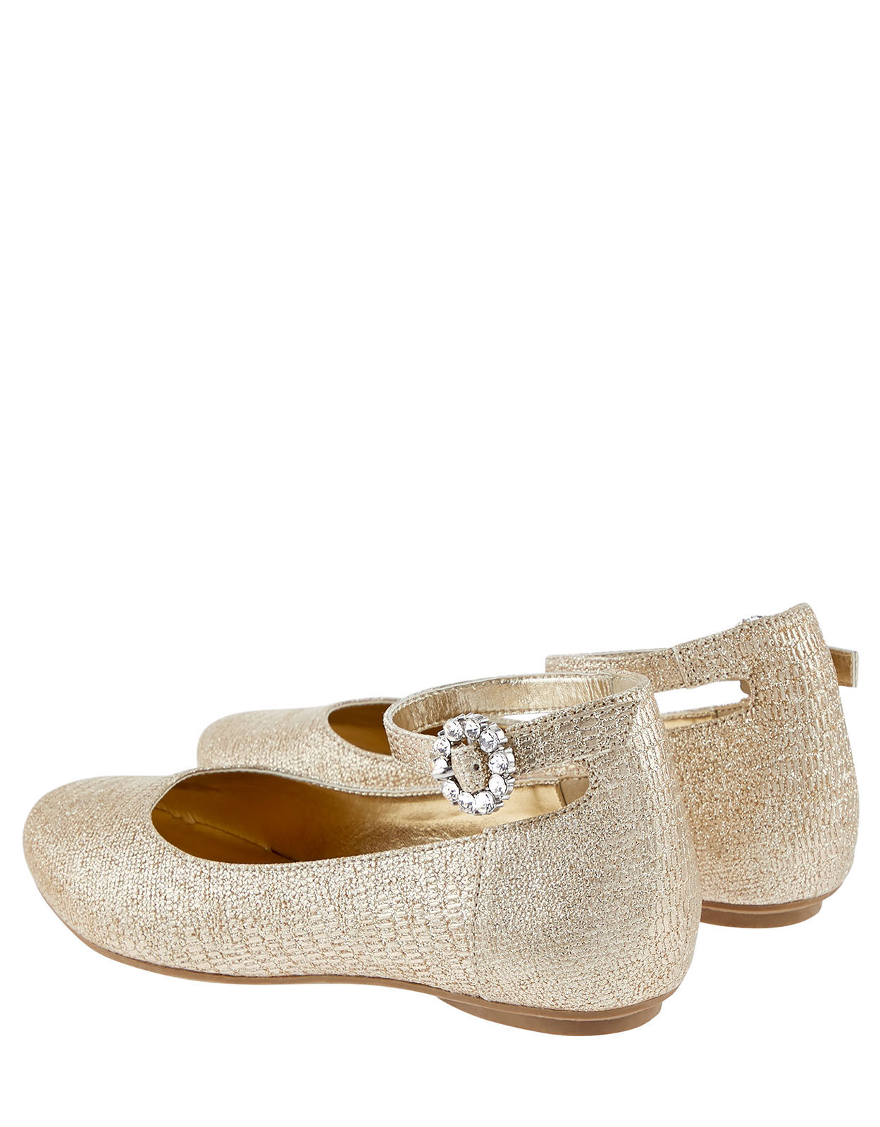 gold ankle strap flats