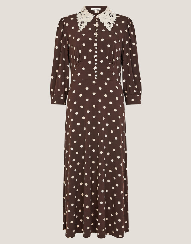 Firstdance Brown Polka Dot Midi Dress