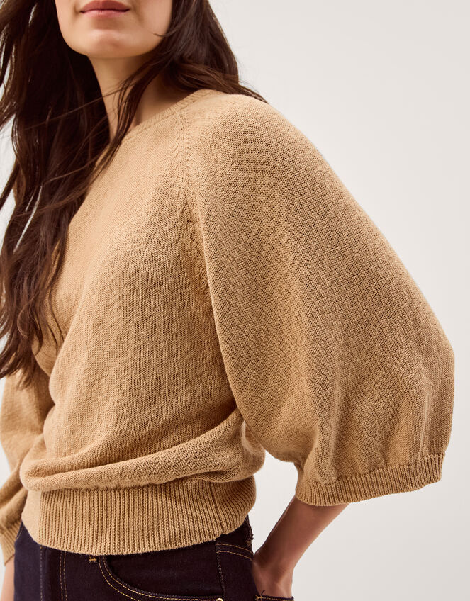 Codie &frac34; Sleeve Jumper, Brown (TOFFEE), large