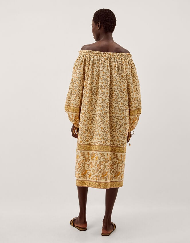 asos golden floral bardot midi dress ASOS Bardot Midi Dress in Floral Print