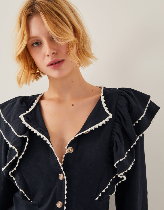Freya Frill Jersey Blouse, Black (BLACK), large