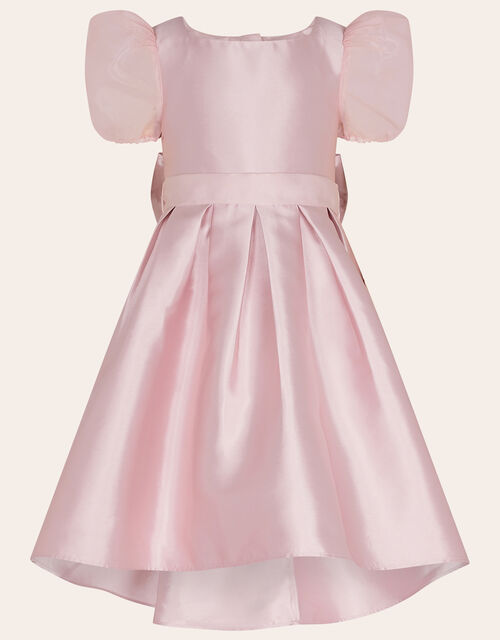 Camilla Duchess Twill Puff Sleeve Dress, Pink (DUSKY PINK), large