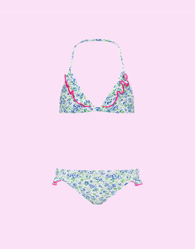 Sunuva Vintage Ditsy Floral Bikini Set, Blue (BLUE), large