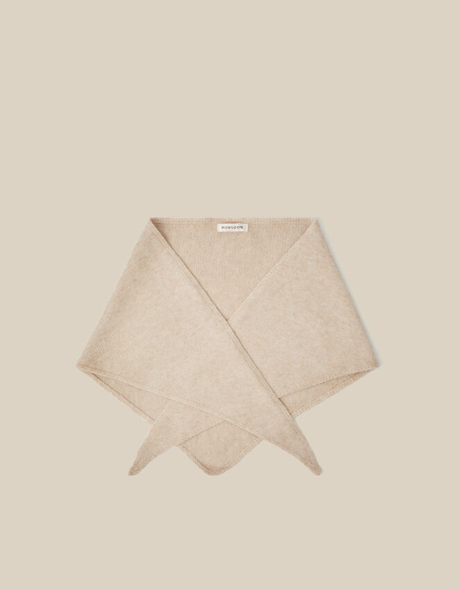 Fae Knitted Triangle Scarf, Natural (NATURAL), large