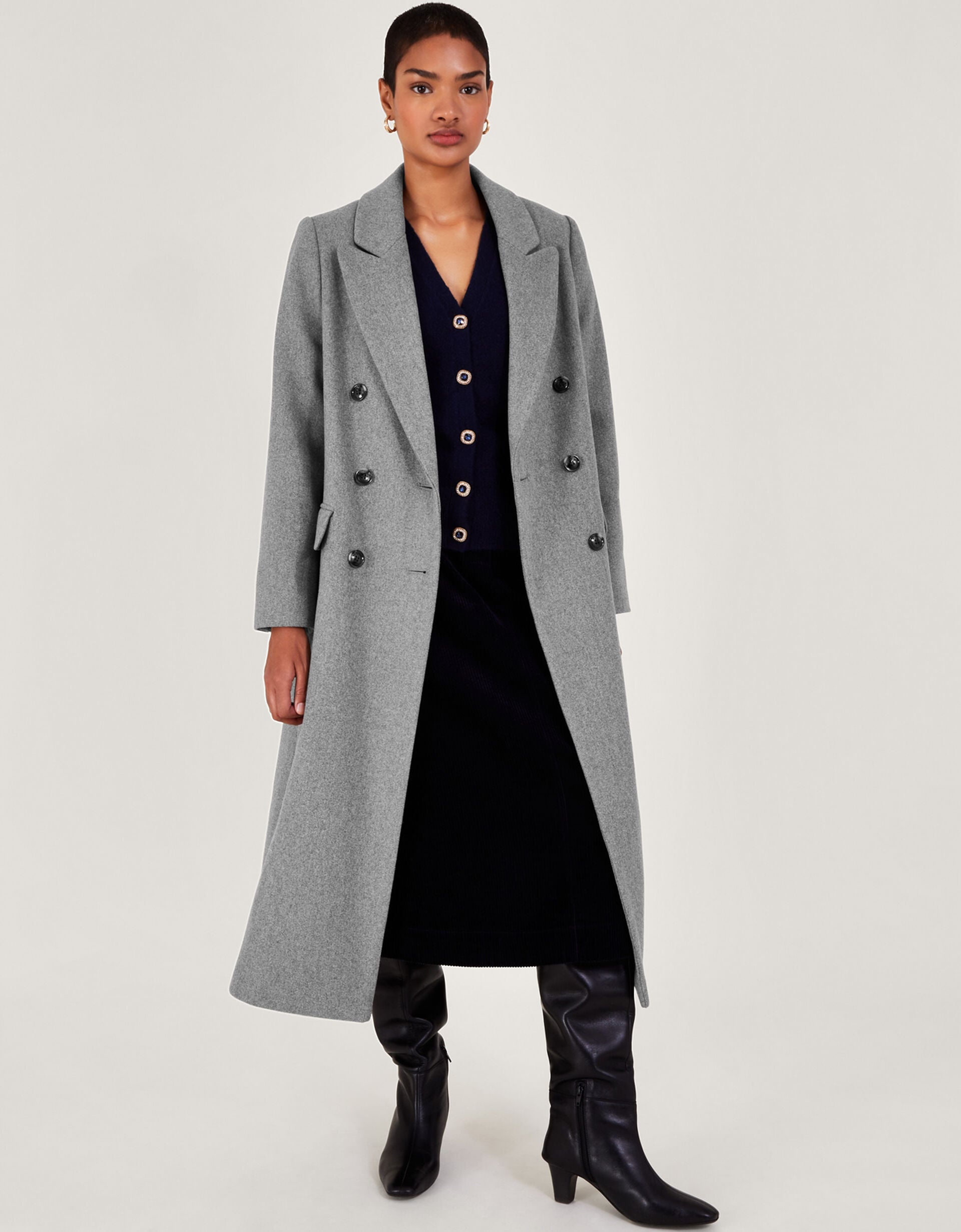 2040140 Light Grey Double-Breast Coat