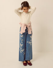 Butterfly Sequin Wide Leg Jeans, Blue (BLUE), large