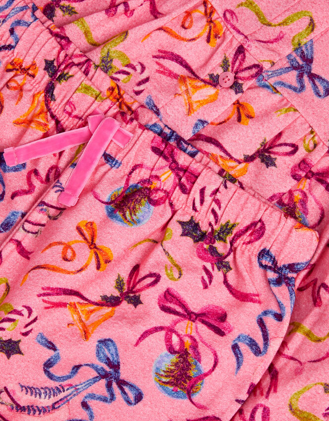 Christmas Bow Print Long Pyjamas Set, Pink (PINK), large