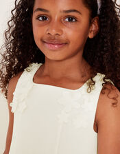 Cheryl 3D Flower Scuba Dress, Ivory (IVORY), large