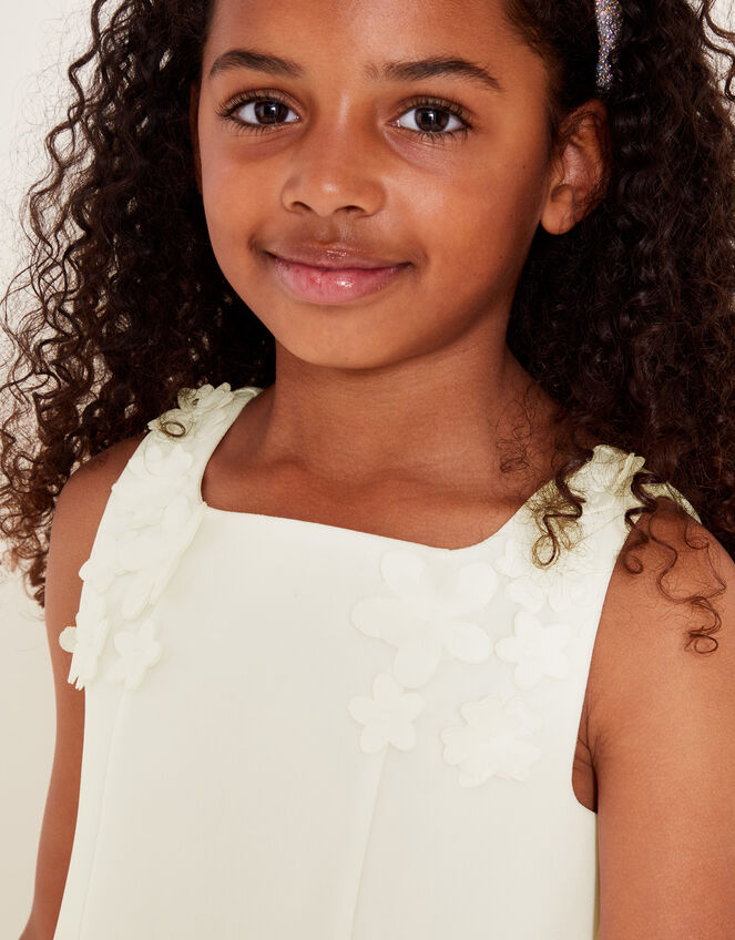 Cheryl 3D Flower Scuba Dress, Ivory (IVORY), large