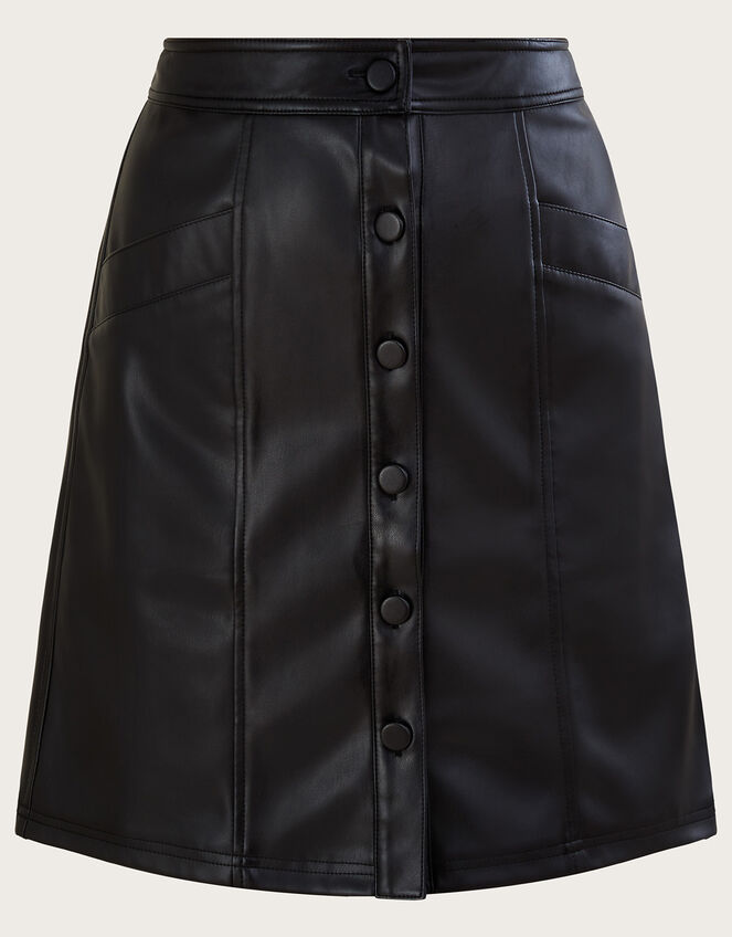 PU Leather Mini Skirt with Oval Pocket Detail main image 0