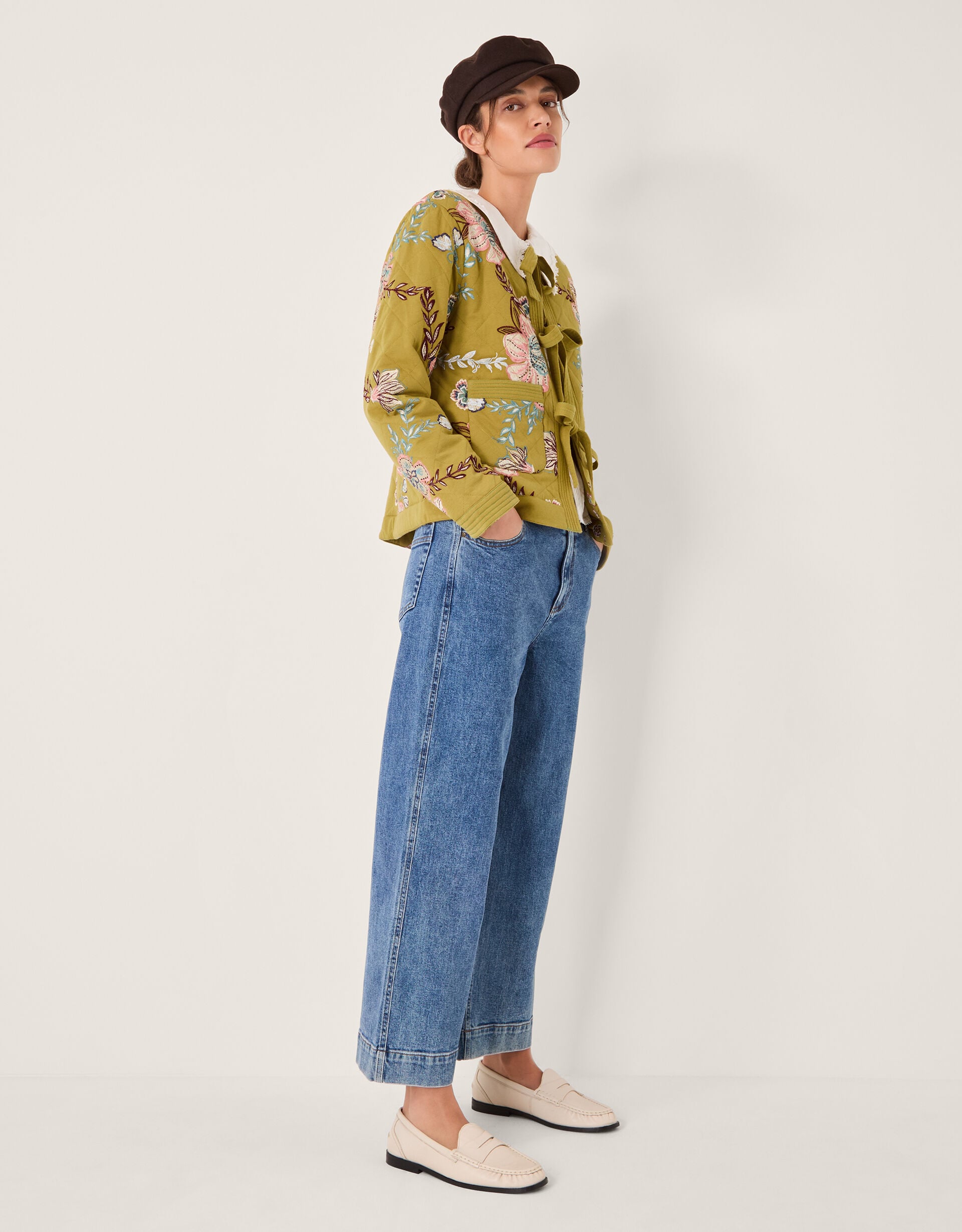 Eliza Floral Quilted Jersey Jacket Green