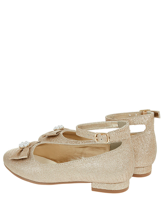Rebecca Embellished Bow Shoes, Gold (GOLD), large