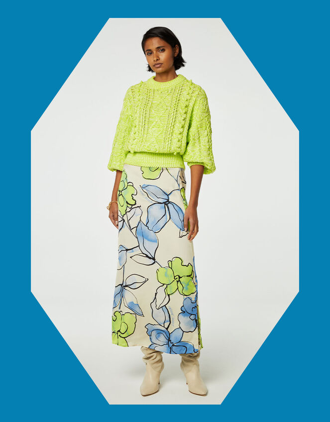 Fabienne Chapot Floral Print Maxi Skirt, Ivory (IVORY), large
