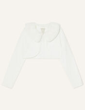 Fluffy Collar Super-Soft Cardigan, Ivory (IVORY), large
