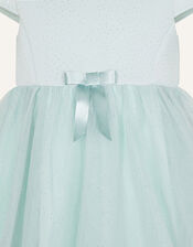 Baby Glitter Scuba and Tulle Dress, Teal (DUCK EGG), large
