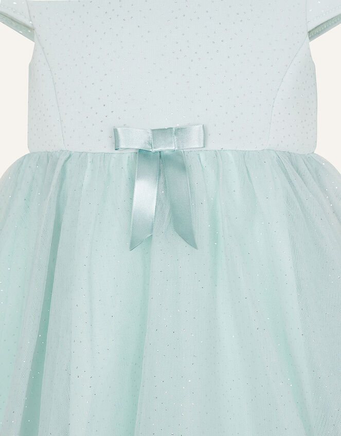 Baby Glitter Scuba and Tulle Dress, Teal (DUCK EGG), large