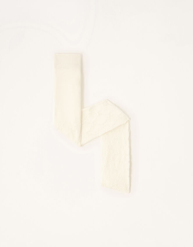 Plush Bow Diamond Tights , Ivory (IVORY), large