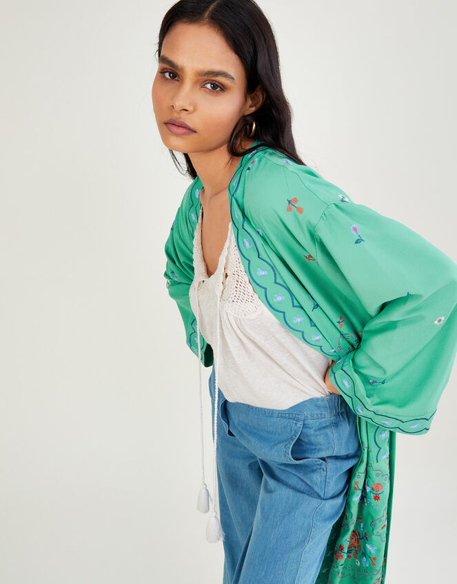 Sylvia Embroidered Kimono, Green (MINT), large