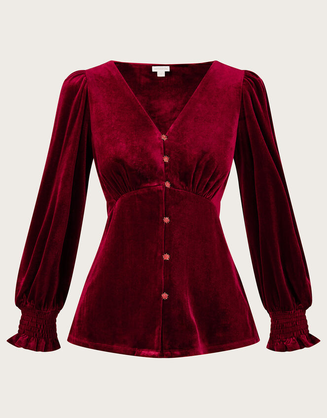 Elizabeth Velvet Tea Top with Recycled Polyester, Red (RED), large