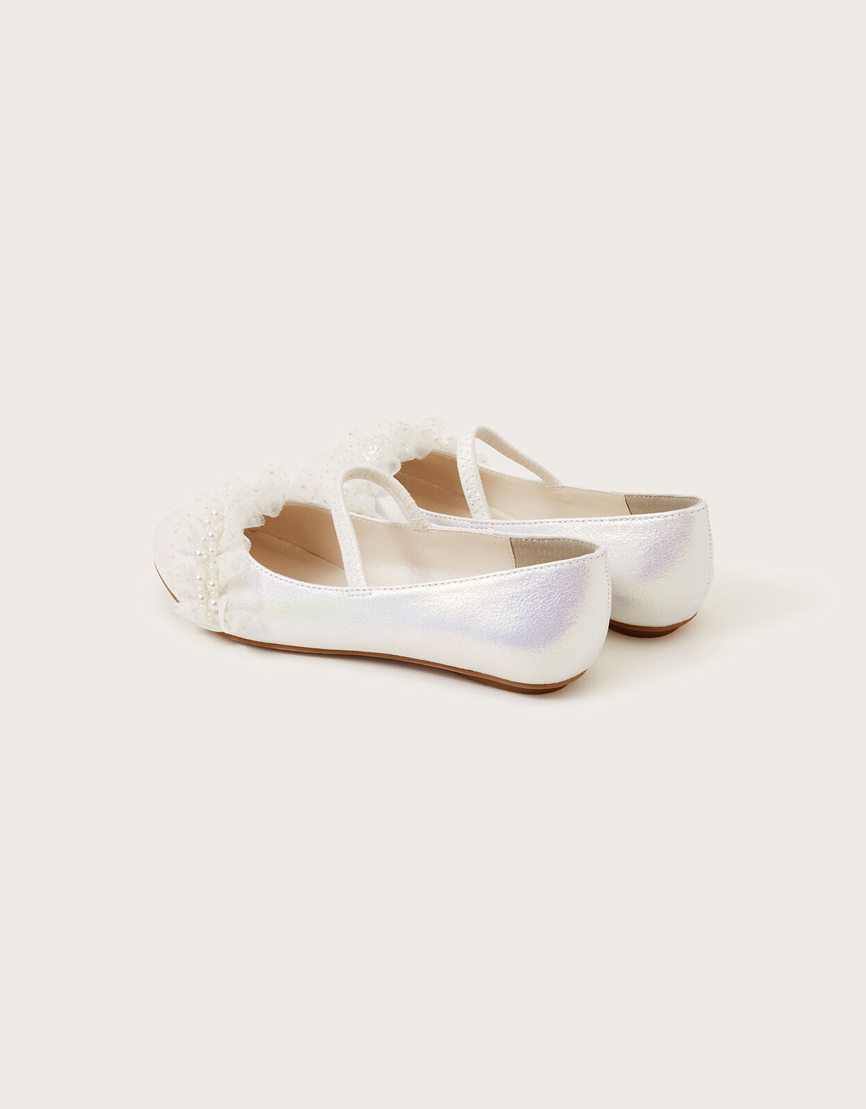 Land of Wonder Cluster Beaded Ballerina Flats Ivory