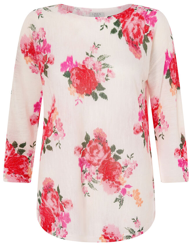Leah Floral Jumper in Linen Blend, Multi (MULTI), large