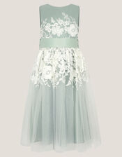 Felicity Floral Embroidered Mesh Dress, Green (SAGE), large