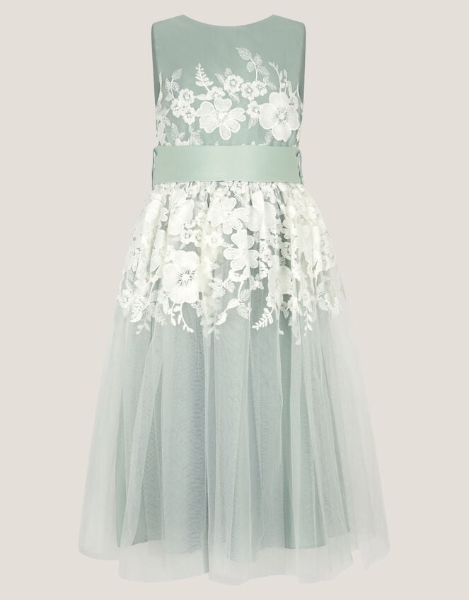 Felicity Floral Embroidered Mesh Dress, Green (SAGE), large