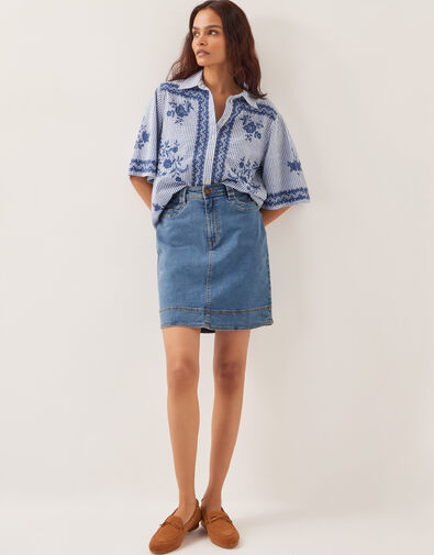 Cecelia Denim Mini Skirt, Blue (DENIM BLUE), large