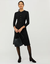 Harley Ribbed Knit Dress, Black (BLACK), large