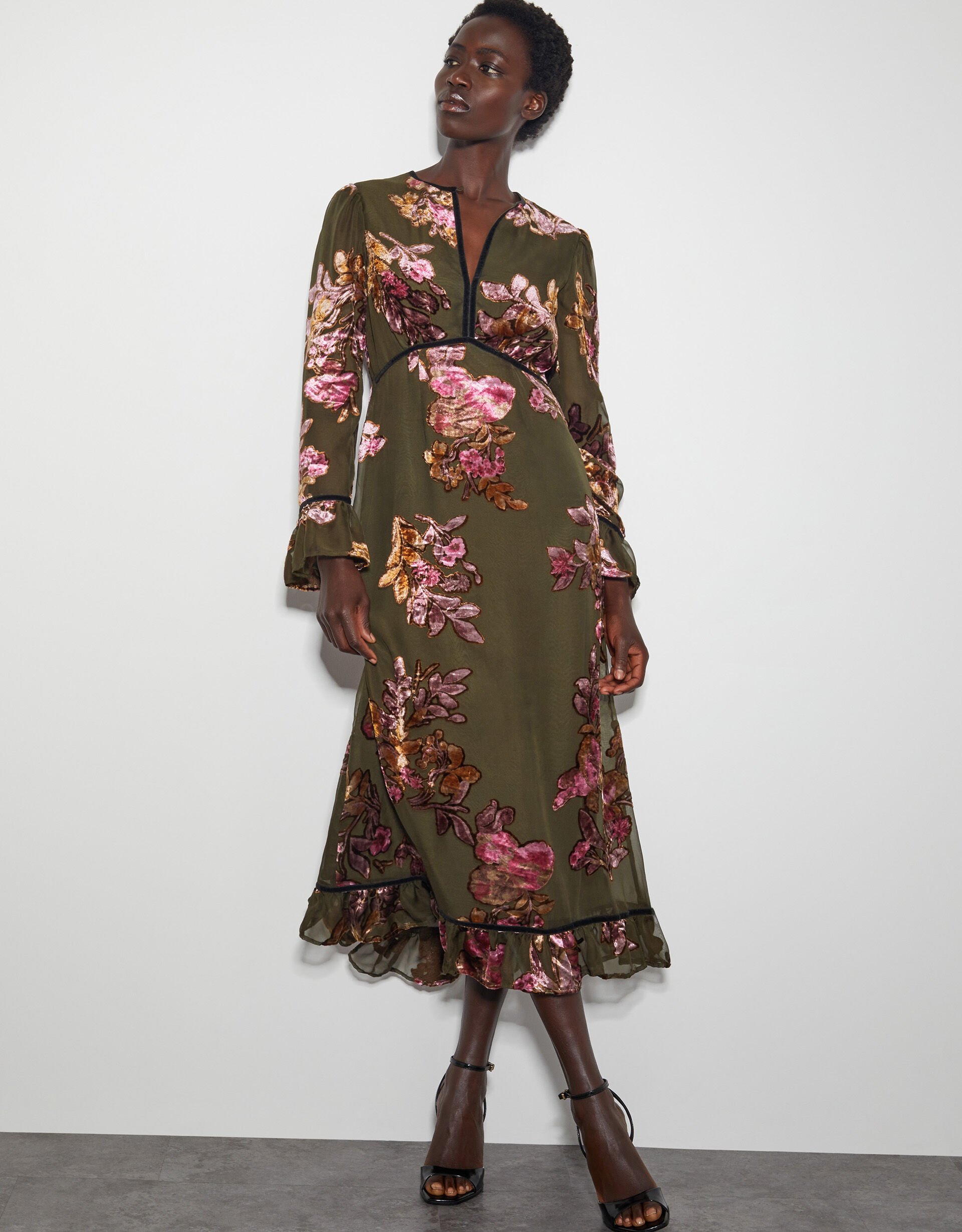Lucille Devore Floral Midi Dress Green Day Dresses Monsoon UK